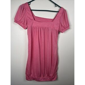Y2K  Vintage Zoey Beth Stretch Hot Bubblegum Pink  Tunic Size Medium Puff Sleeve